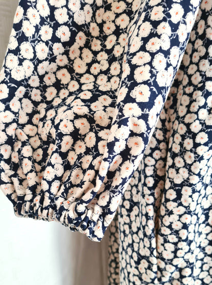 The Julie Dress - Brushed Cotton Navy Floral