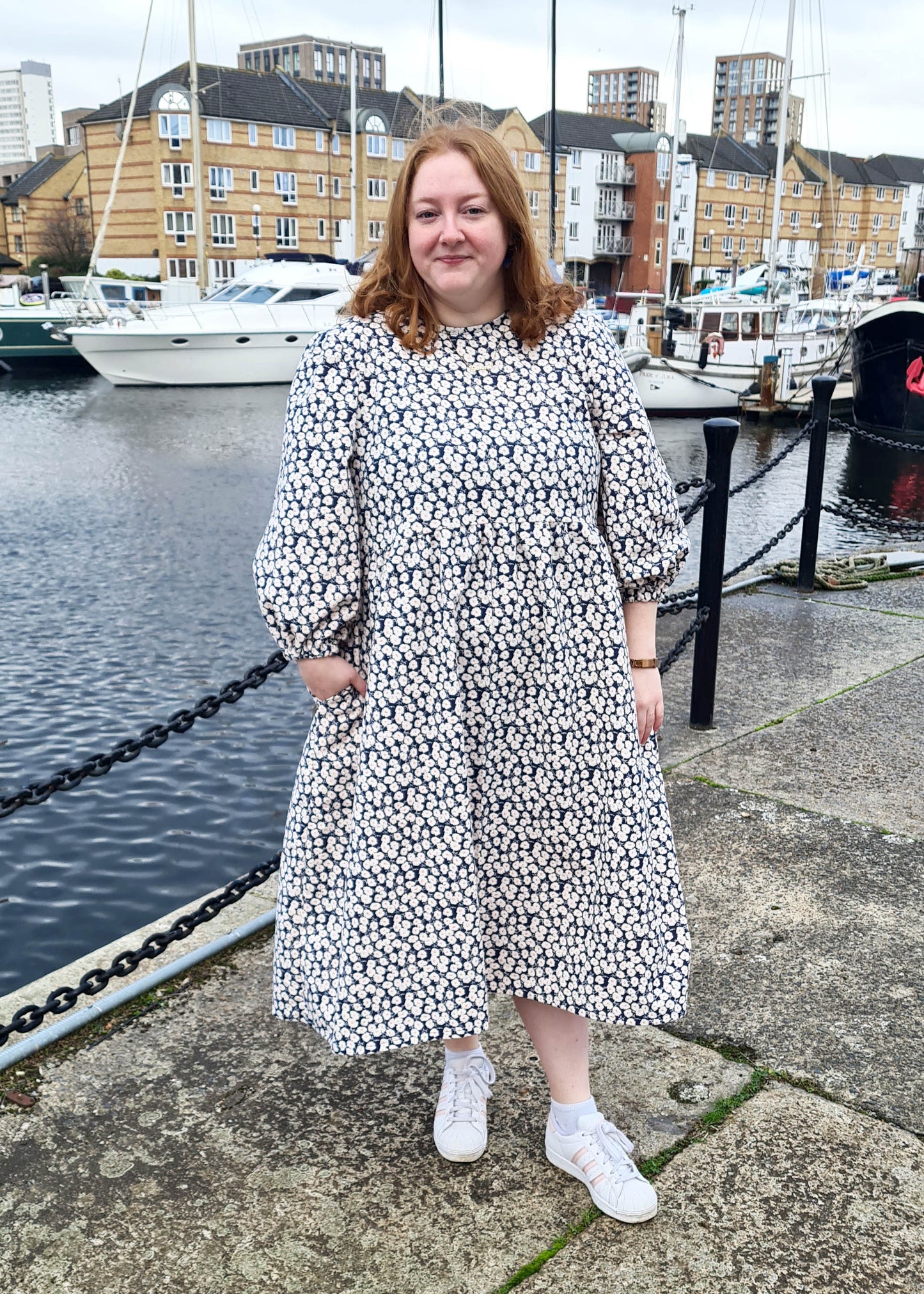 The Julie Dress - Brushed Cotton Navy Floral