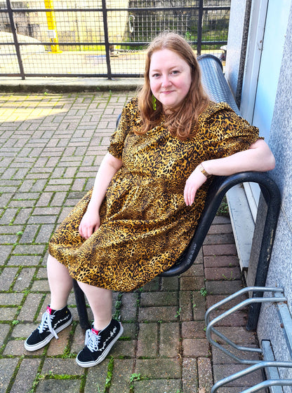 The Julie Dress - Golden/Grey Leopard Print