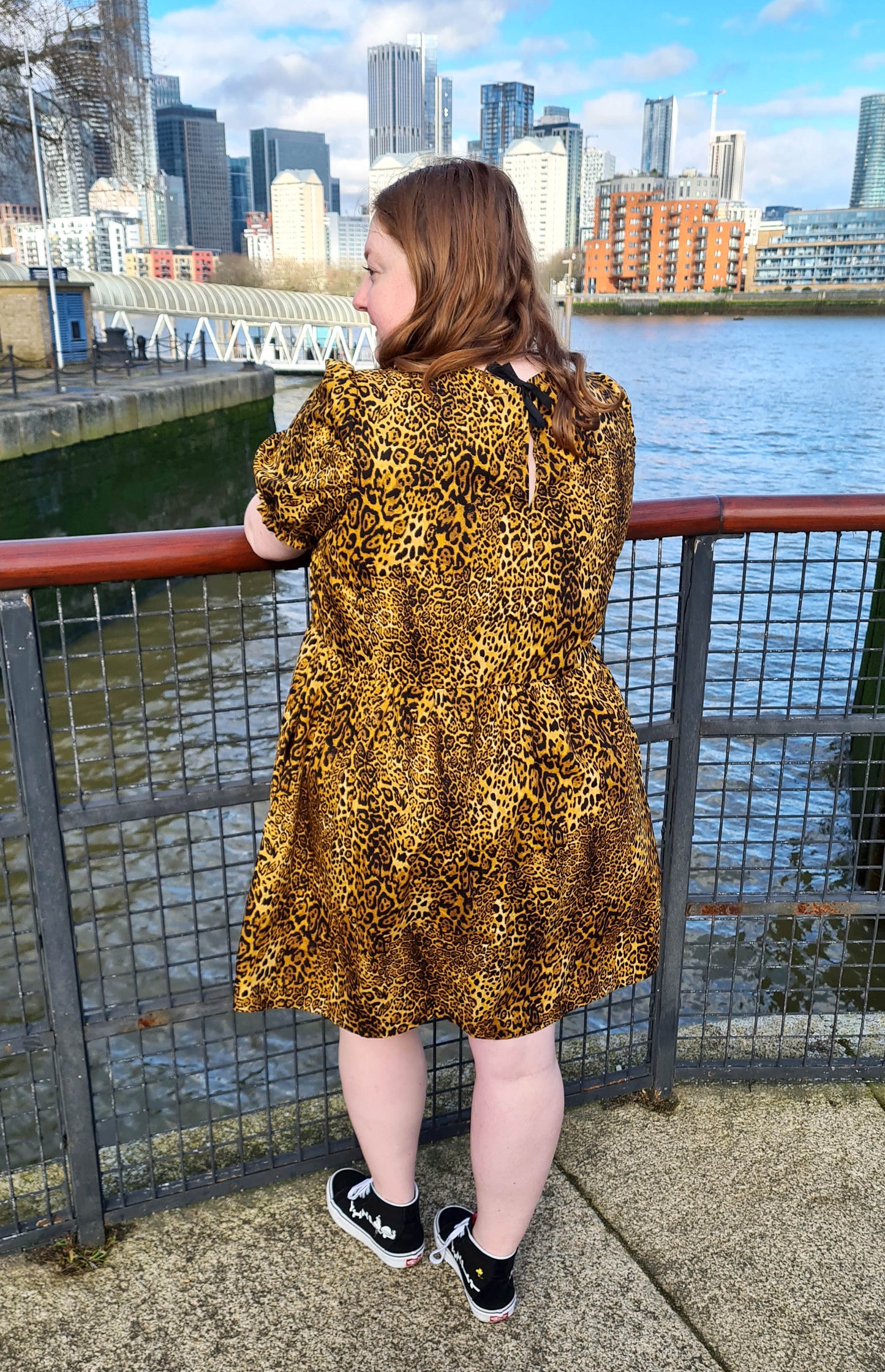 The Julie Dress - Golden/Grey Leopard Print