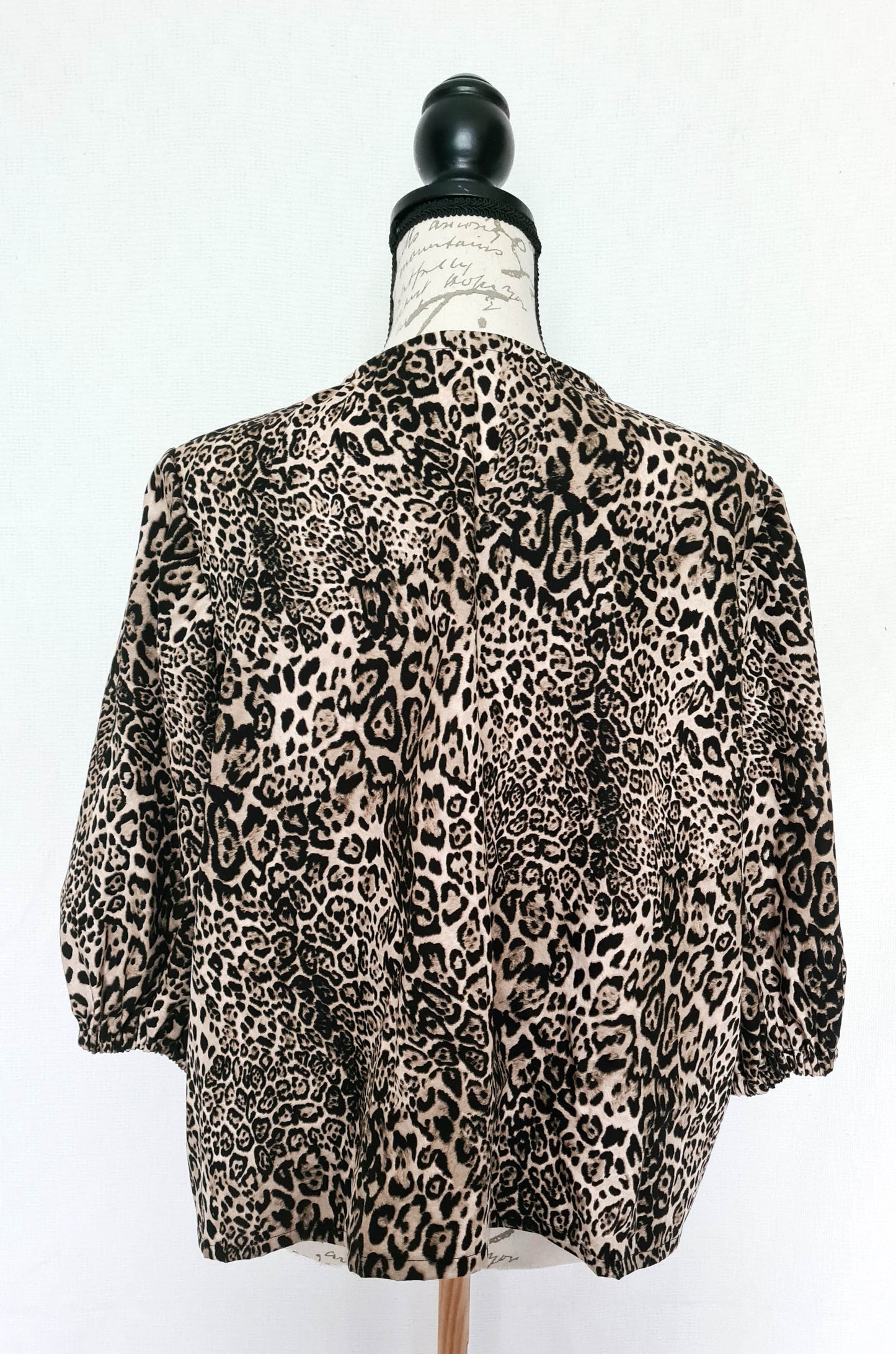 The Maddy Blouse - Tie Front Grey Leopard Print