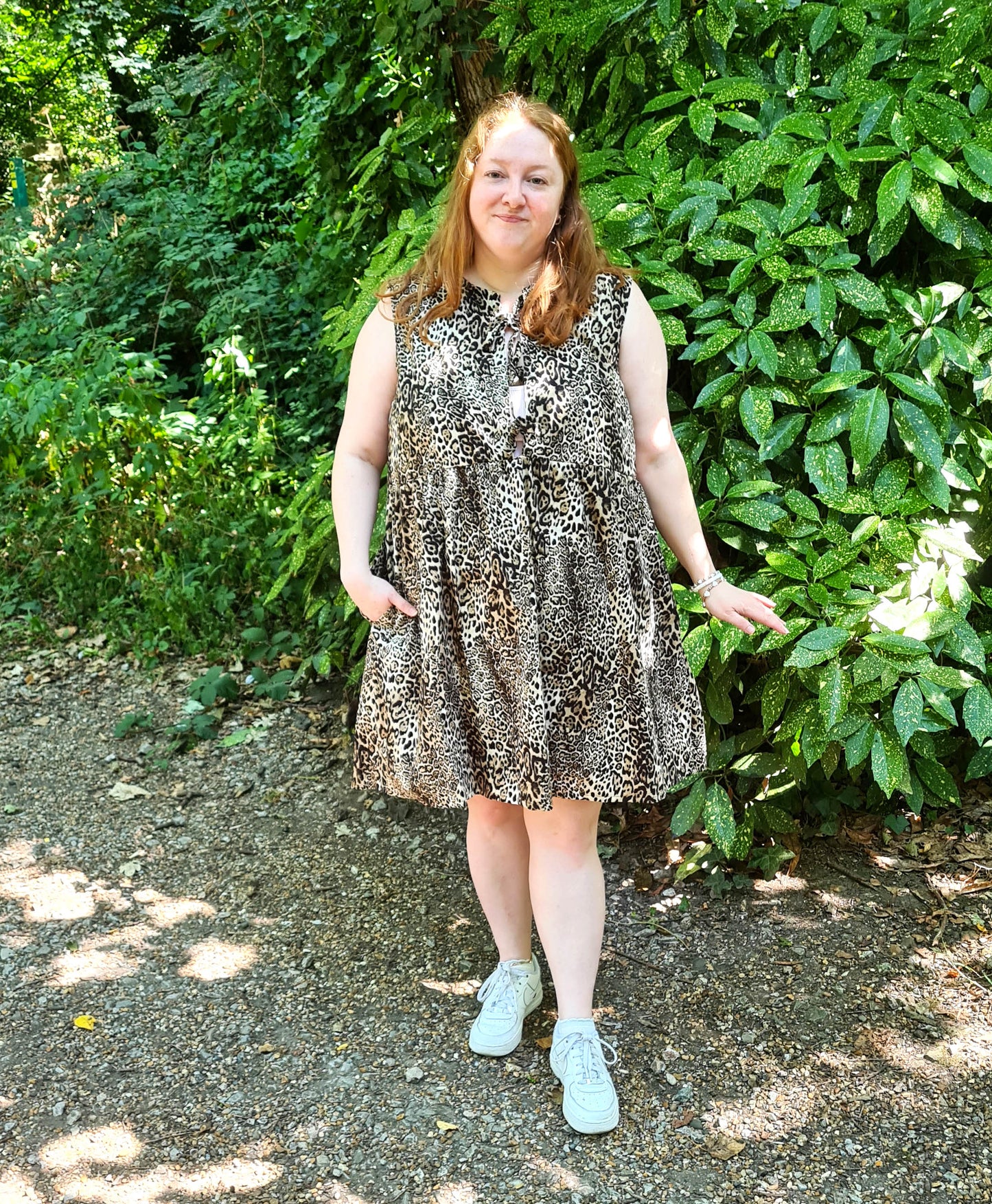 The Maddy Dress - Tie Front Grey Leopard Print