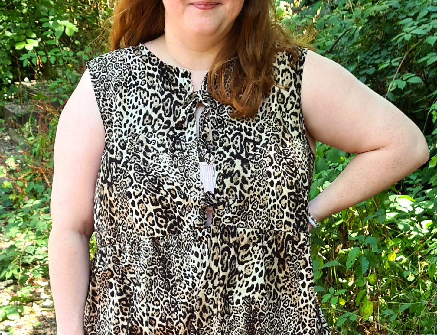 The Maddy Dress - Tie Front Grey Leopard Print