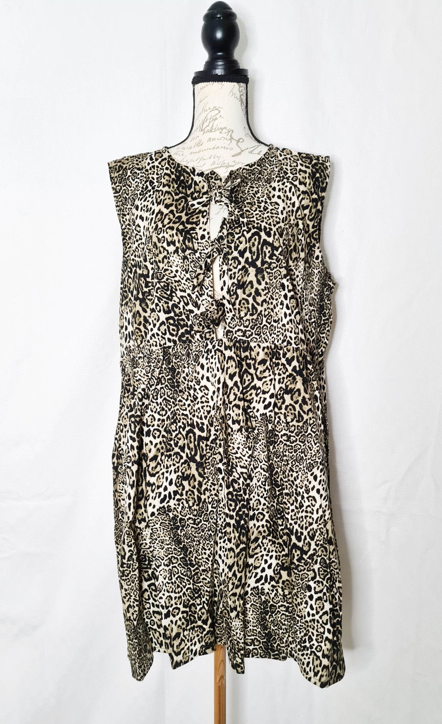 The Maddy Dress - Tie Front Grey Leopard Print