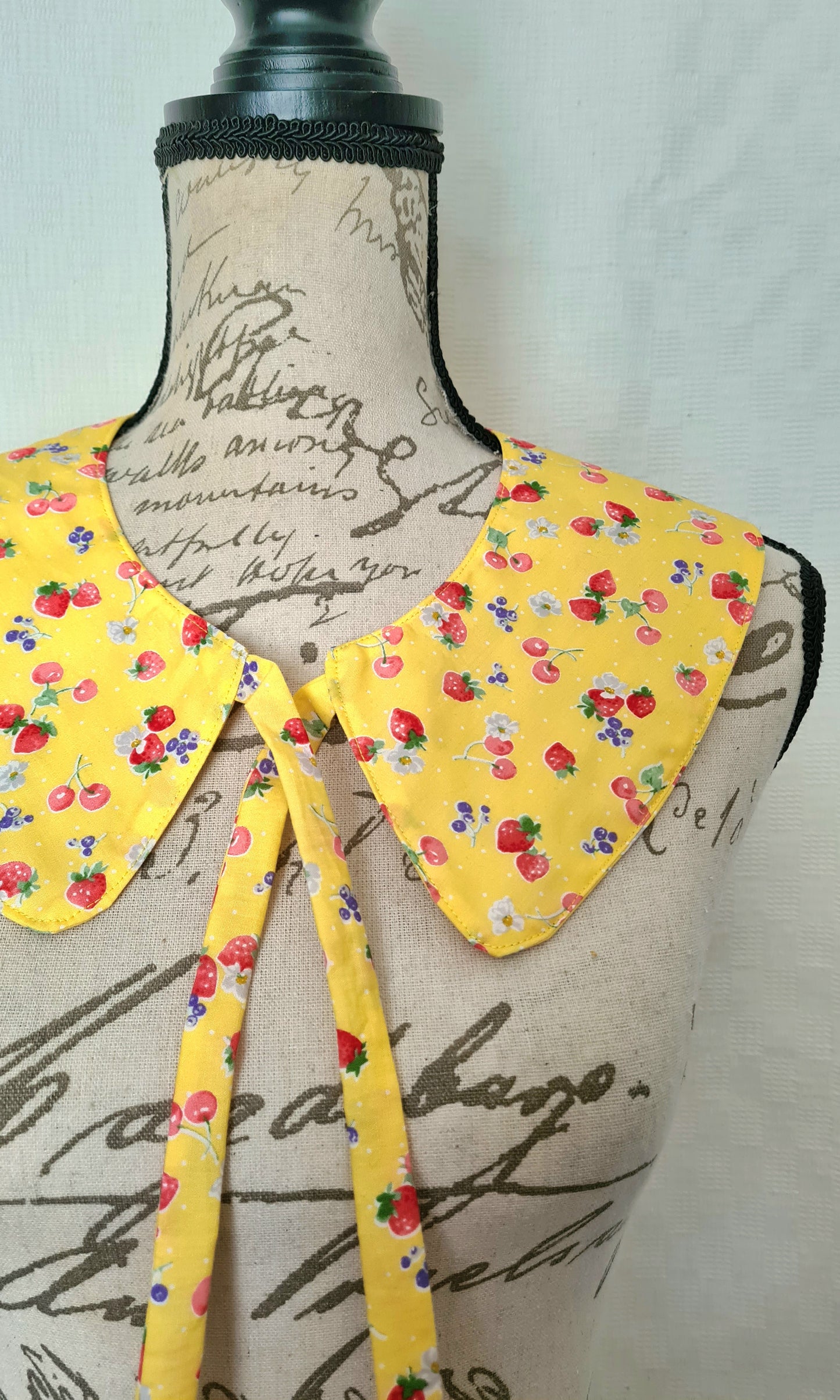 The Collar: Bright Strawberry Picnic - Limited Edition Fabric Waste Busting One Off Piece!
